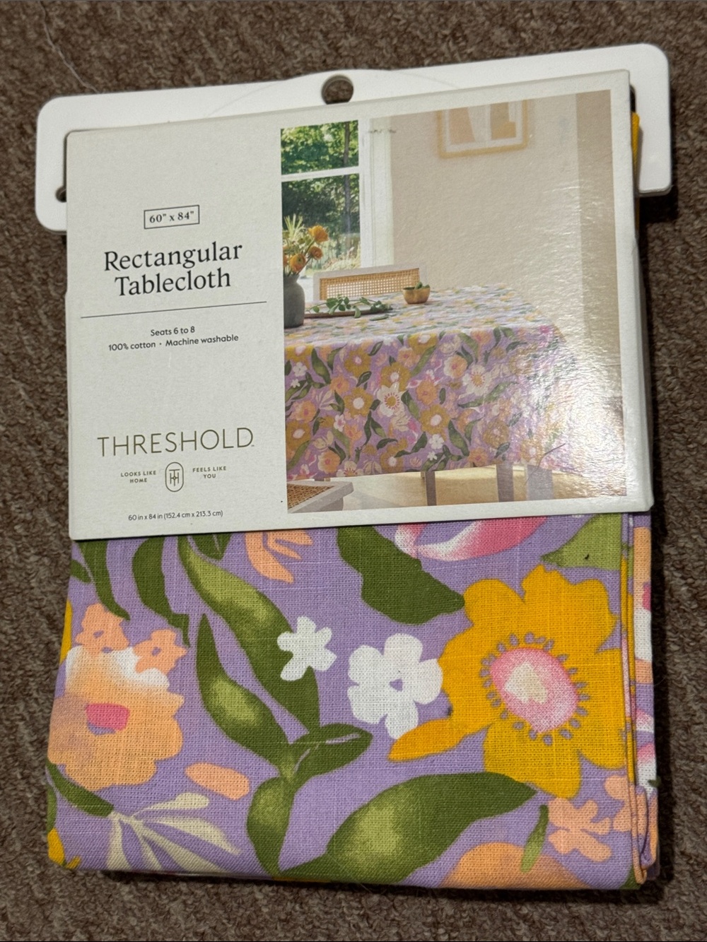 Threshold 60”x84” Lavender Floral Cotton Rectangular Tablecloth